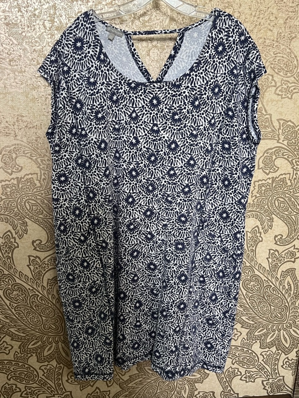 T by Talbots Navy and White Knit Dress - Size 2X